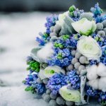 Бело-синий букет невесты 1