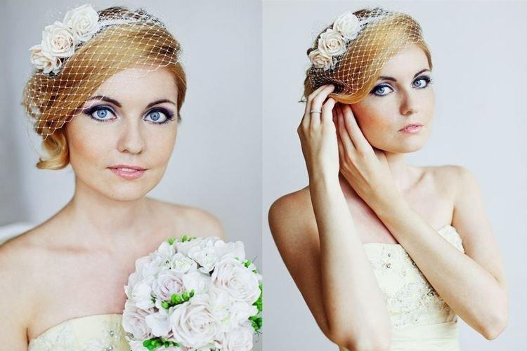 Элегантная прическа с вуалью - Свадебные прически на короткие волосы