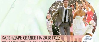 Календарь свадеб 2018