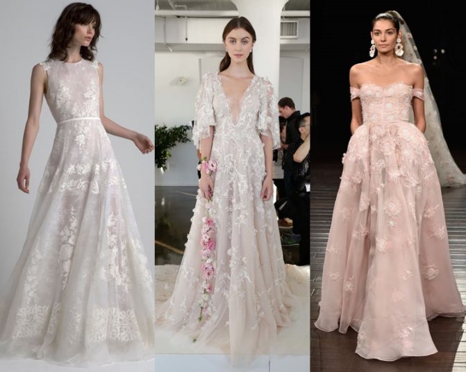 Модные свадебные платья тенденции 2022: цветочные аппликации