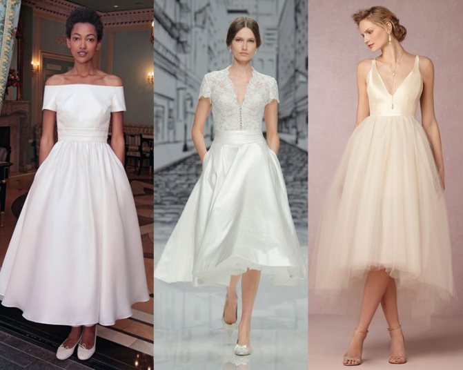 Модные свадебные платья тенденции 2022: приталенный силуэт и чайная длина юбки