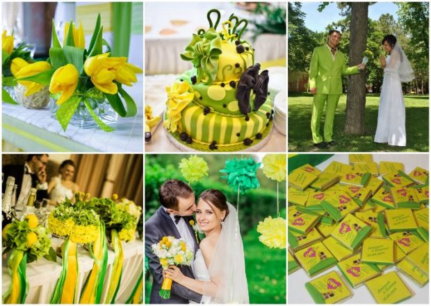 Оформление свадьбы в желто-зеленом цвете