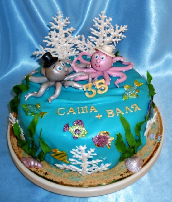 Торт на коралловую свадьбу (35 лет)