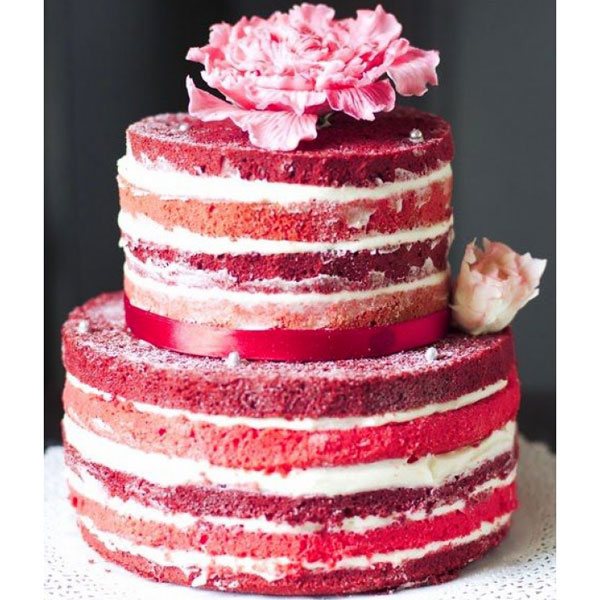 торт с красными полосками на свадьбу