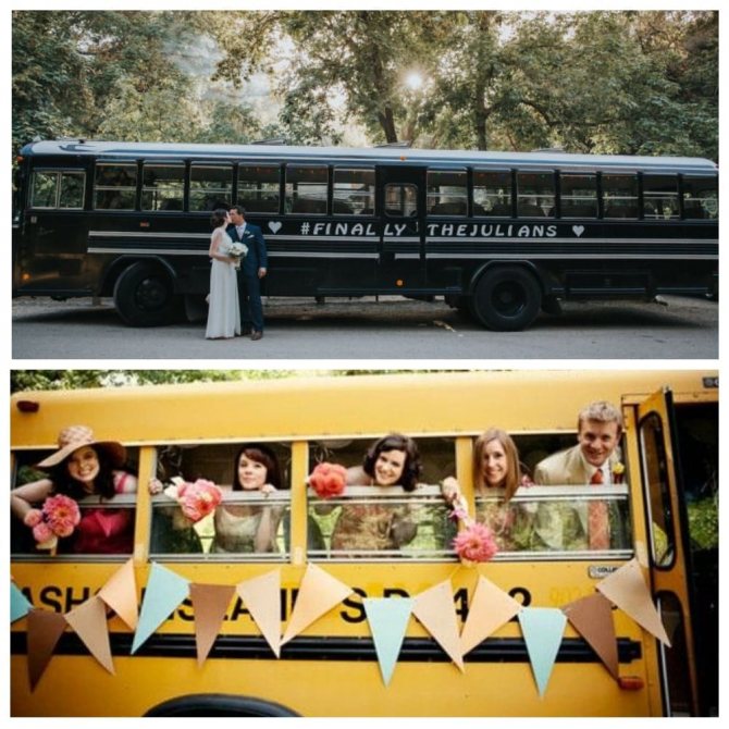 Украшение автобуса и микроавтобуса на свадьбу